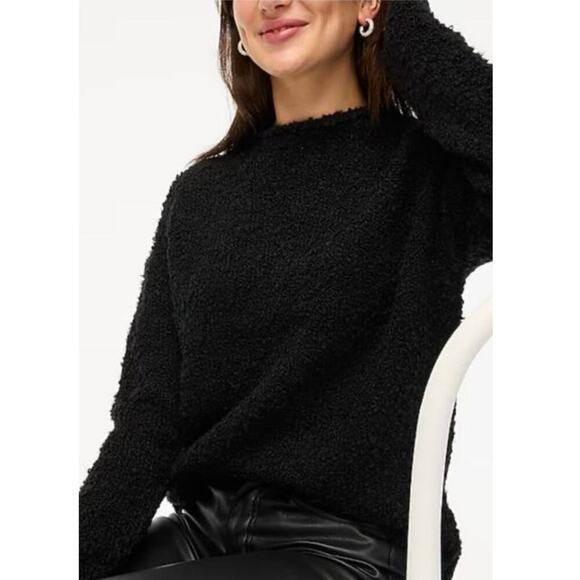 J. Crew Factory Black Boucle Mock Neck Sweater - Picture 1 of 5